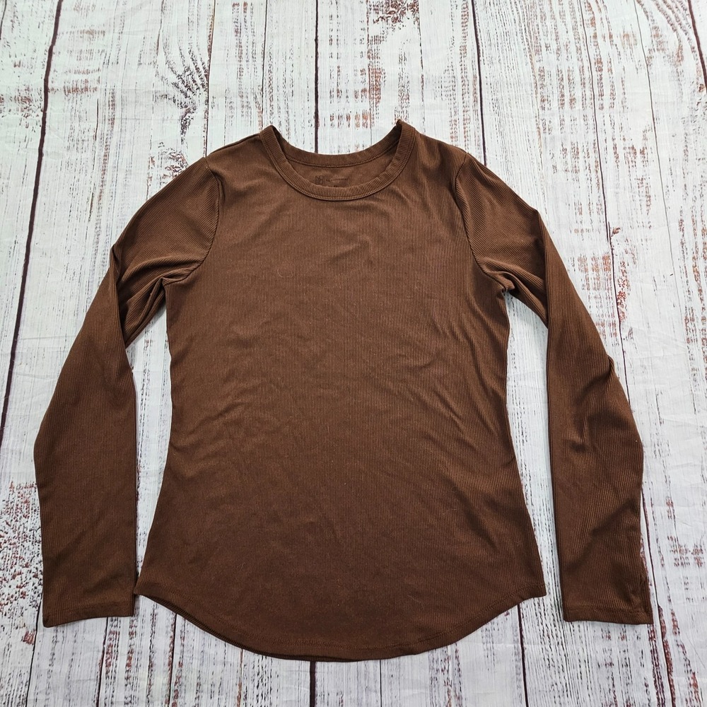 No Boundaries Brown Short Sleeve Poly Blend Ribbed T-Shirt Women's Juniors L